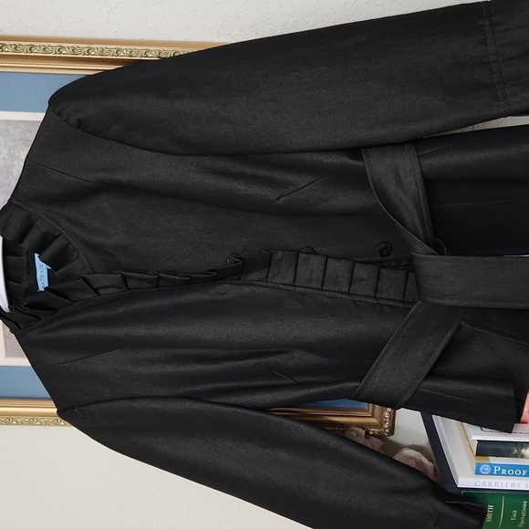 Elegant Black Gold Ruffled Women's Blazer Jacket Elegant Career Formal Size 0 - Picture 6 of 12